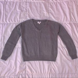 Cute Soft Gray V-Neck Knit Sweater